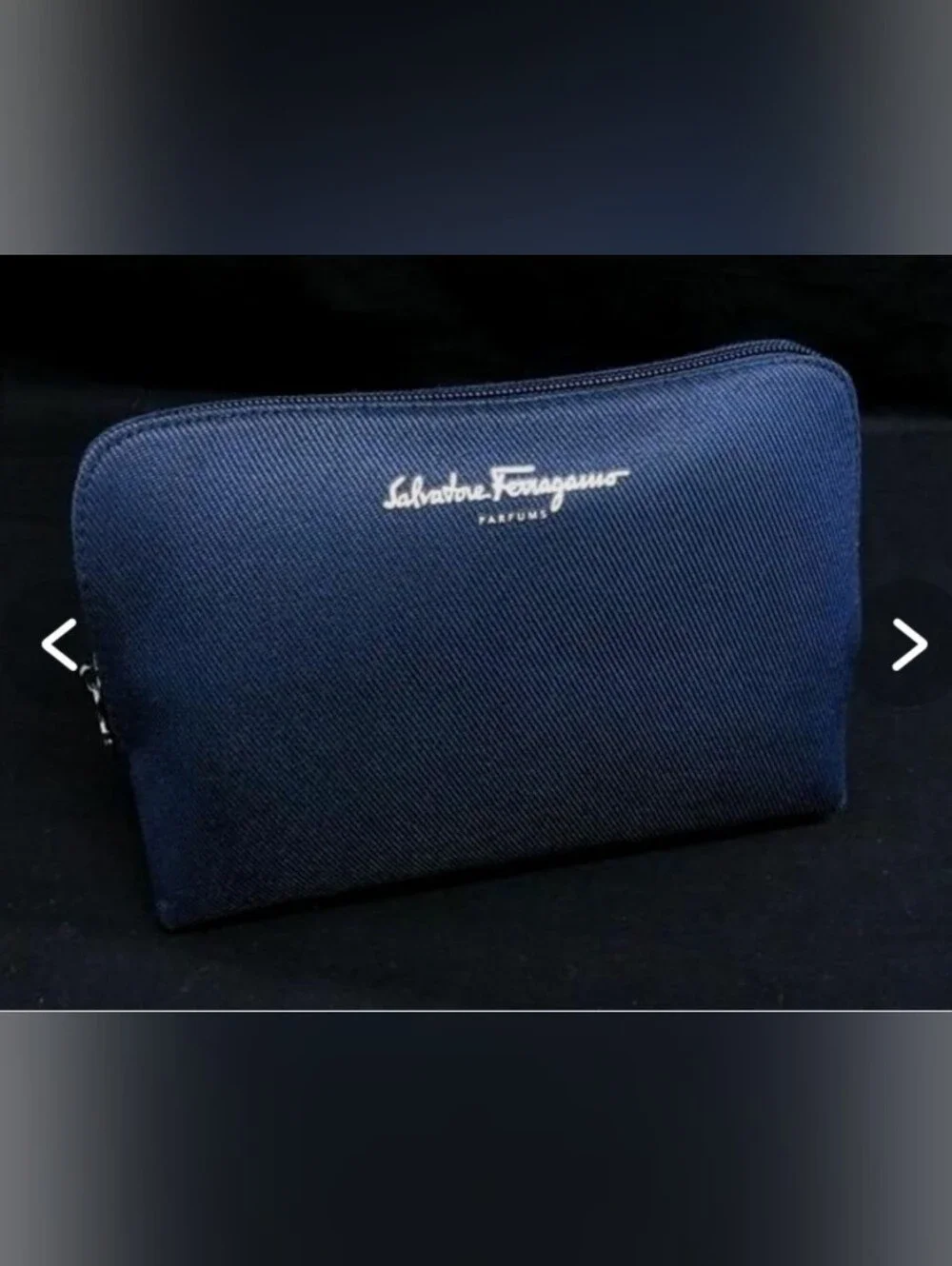 Salvatore Ferragamo Parfums Navy Blue Cosmetic Pouch Aeroflot Amenity Bag Gancin